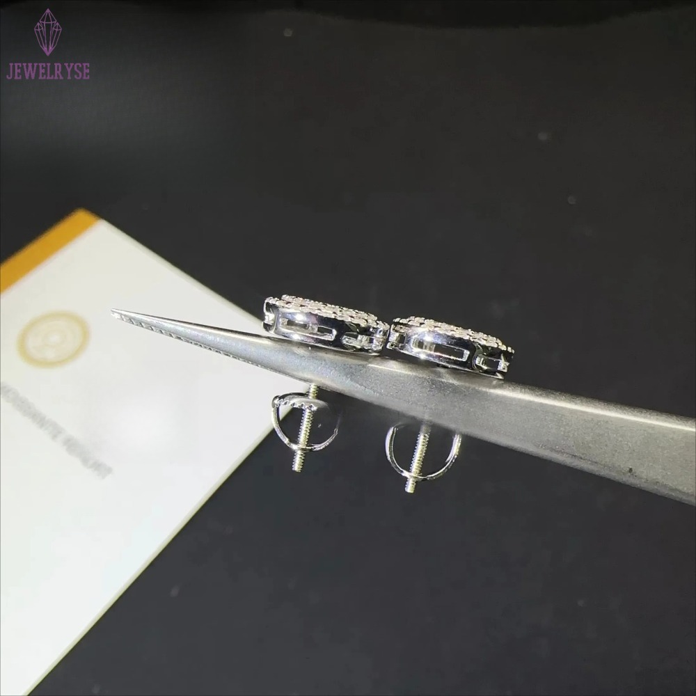 Drop Shipping iced out hip hop sterg sier Sier White Gold Plated screw back moissanite Dia Stud Earrings Men