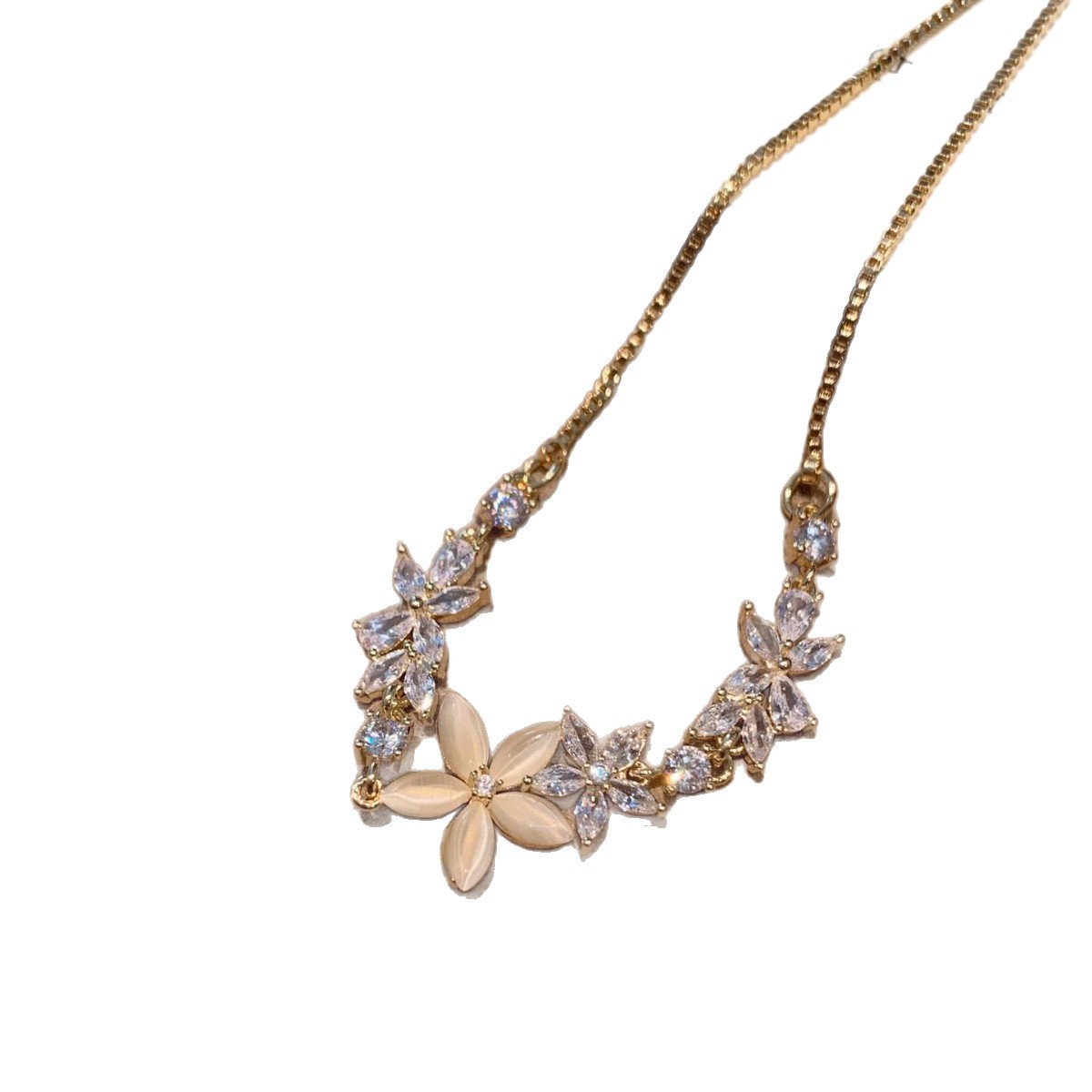 18K Real Gold Plated Zircon Flower Chain Adjustable Pendant Bracelet Versatile Bangle Light Luxury High-End Feel Jewelry - view 5