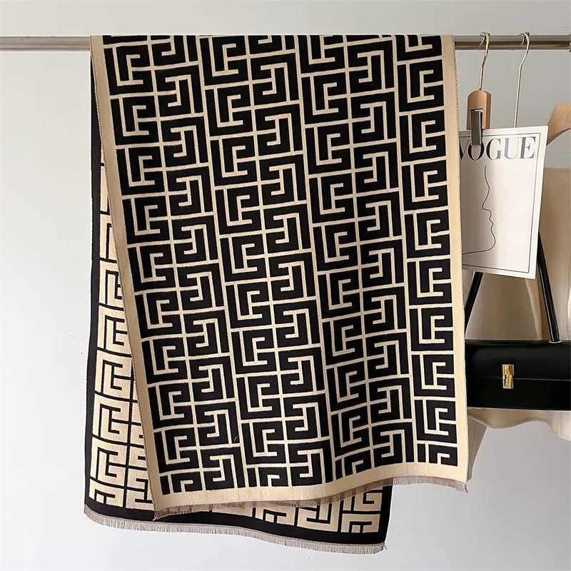 2024 Letter Pashmina Shawl Warm Cashmere Scarf for Women Luxury Winter Thick Blanket Bufanda Female Wrap Bandana Echarpe Poncho Y251211