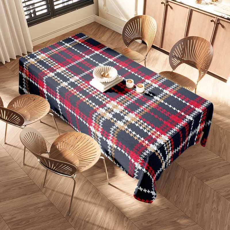 Plaid Tablecloth Decorative Modern Kitchen Dining Rug Non-Slip Waterproof Washable Home Decoration 70x145cm Red Black White Yell H251211