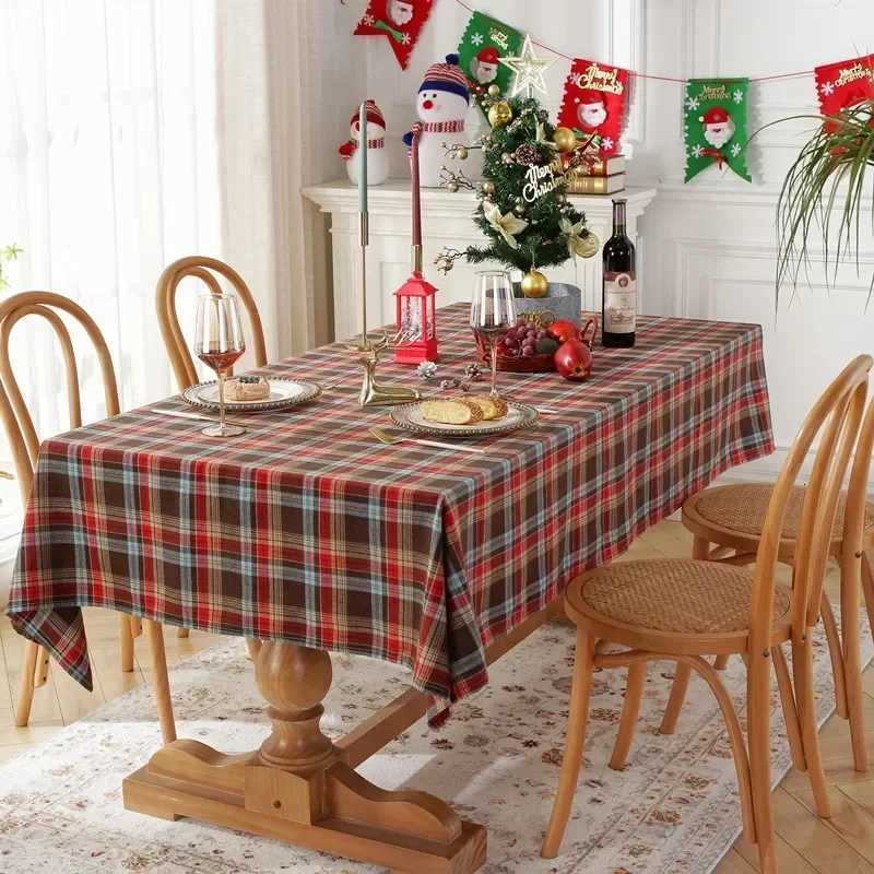 Christmas Decorative Table cloth Red green checkered coffee table tablecloth PolyesterCotton Red Green Table cover for HomeParty H251211