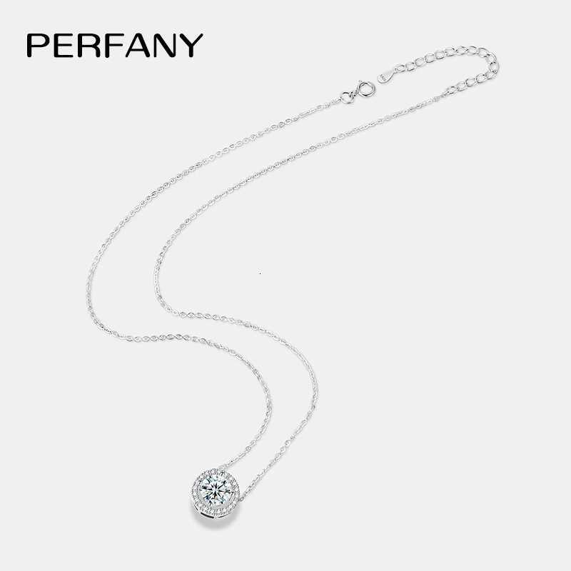 PERFANY 05/1/2CT Moissanite Necklace for Women S925 Pure Silver Round Laboratory Diamond Pendant Fashionable Wedding Jewelry M251211