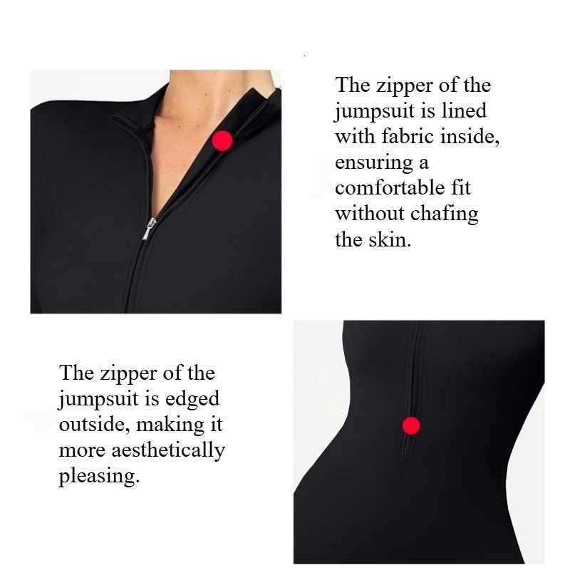 Womens Zippered Naked-Feel Long-Sleeve Yoga Bodysuit High-strength Long Pants Fitness Sports Jumpsuit Body-Sculpting OnesieT251211