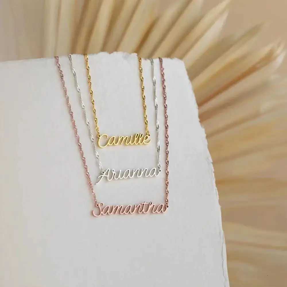 Custom Name Water Wave Chain Necklace for Women Personalized Gold Stainless Steel Necklace Women Jewelry Gift Valentines Day M251211