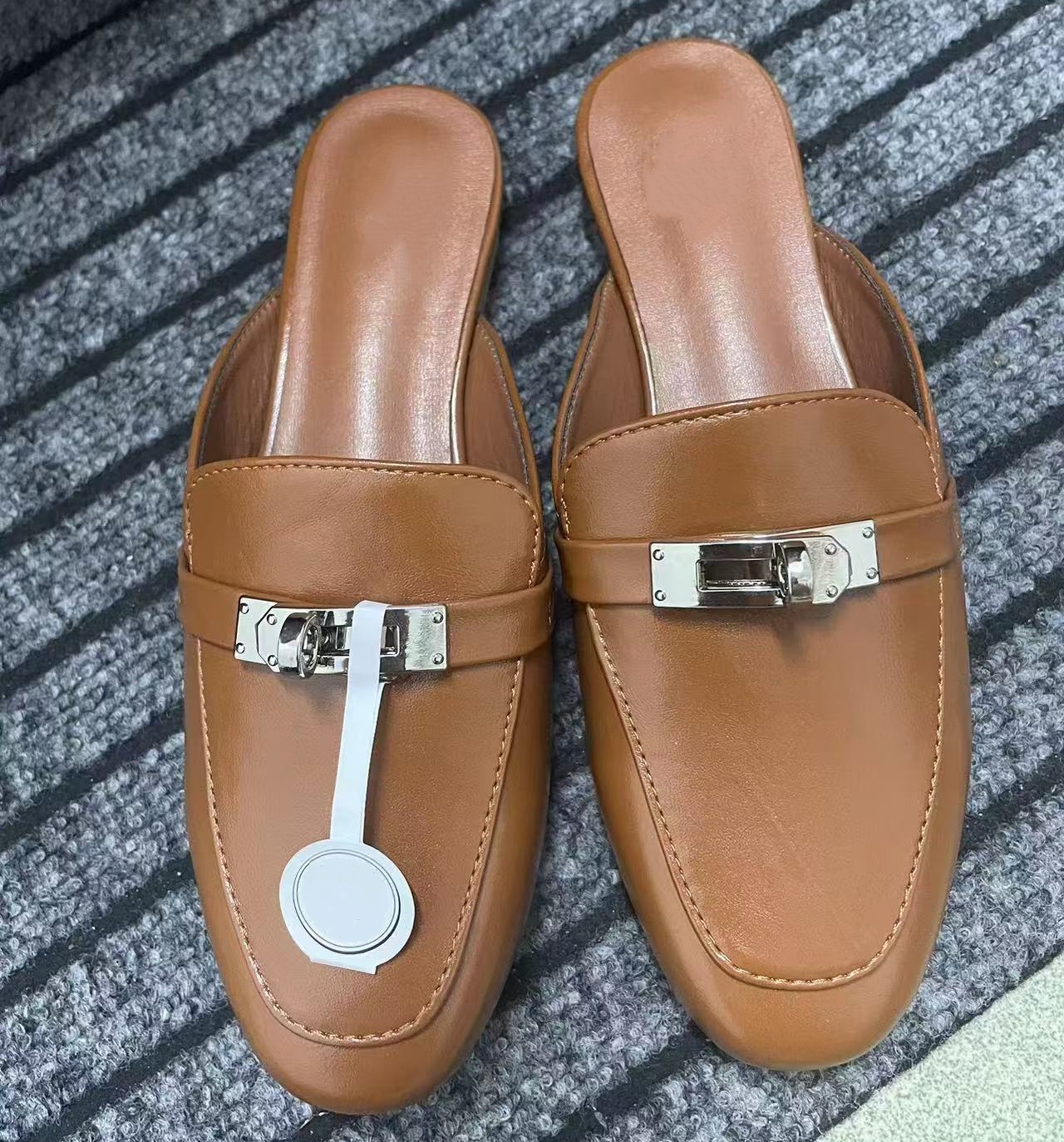 designer women flats sandals slippers Dress shoes black Flat boat ballerina shoe Luxury Lady leather Loafers Buckle Genuine Slingback 34-42