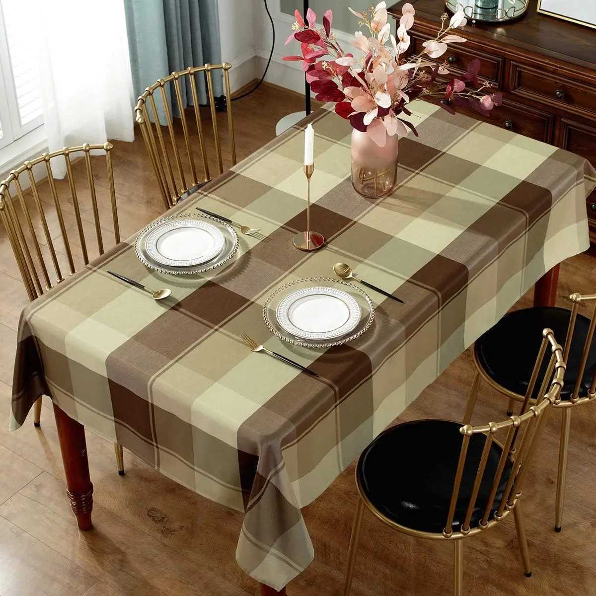 Rectangle Checkered Tablecloths Waterproof Farmhouse Indoor Outdoor Picnic Table Cover Holiday Party Kitchen Dining Table Decor H251211
