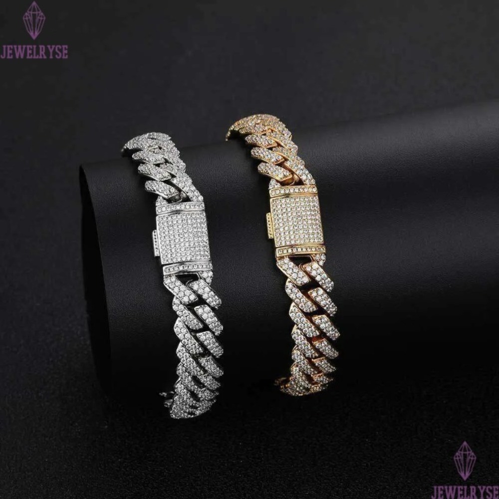 necklace moissanite chain KIBO Hip Hop Jewelry desiger fashion bracelets Sier VVS baguette diamond cuban chain bracelet men and women gift