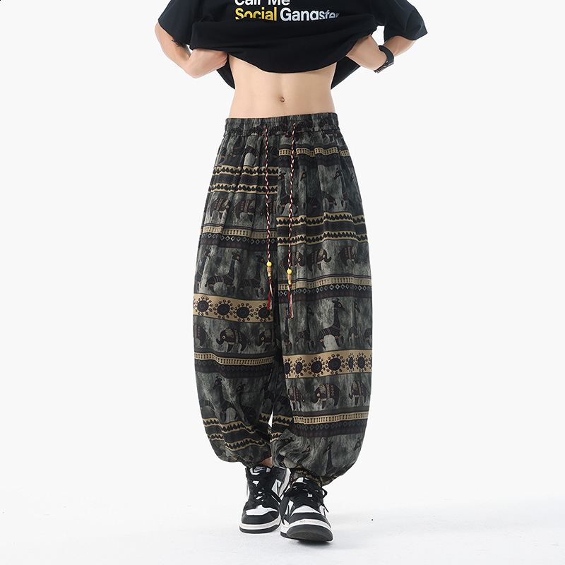 Hip hop Men sweatpants Retro StreetStyle Wide leg Bandana Paisley Pattern Harajuku Fashion Straight joggers men 210715