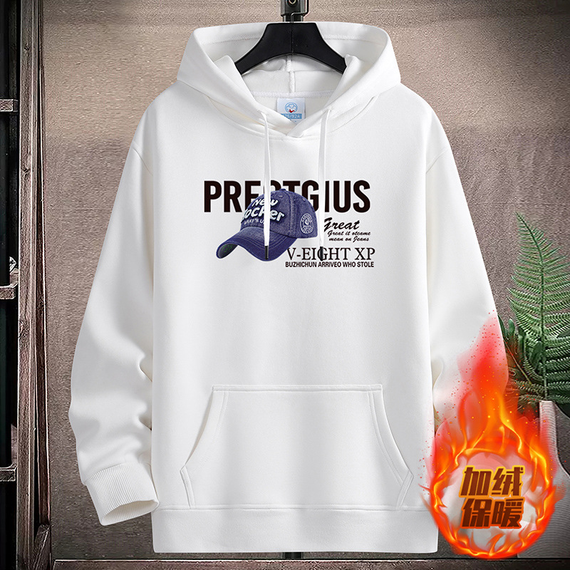 Men's Teenager Fleece-Lined & Thickened Hoodie: Korean Trendy Style, Autumn/Winter, for Junior & Senior High School Students, Loose Oversized Out