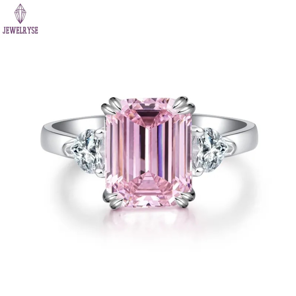 Moissanite Diamond Wedding Rings Luxury Jewelry Stunning Real 100% 925 Sterling Silver Emerald Cut Gemstones Party Eternity Women Bridal Ring For Love