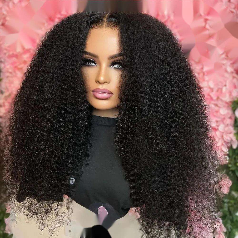 200density Brazilian Kinky HD Frontal Human Hair Deep Curly 13x4 Transparent Lace Front Wigs 30Inch Glueless Synthetic Closure Wig BJ52
