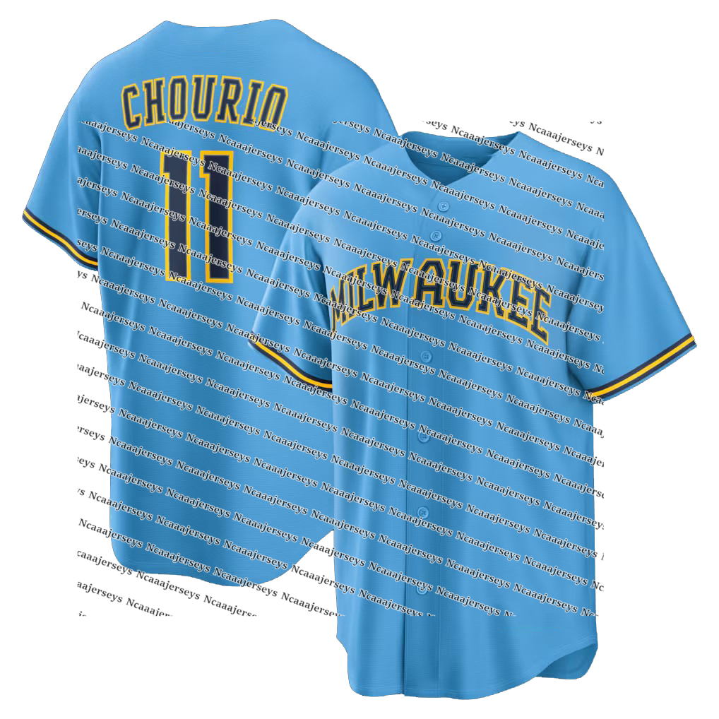 Custom 2026 New Powder Blue Christian 22 Yelich Baseball Jersey 11 Jackson Chourio 10 Sal Frelick Jersey Willy Adames Luis Urias Contreras Rowdy Corbi