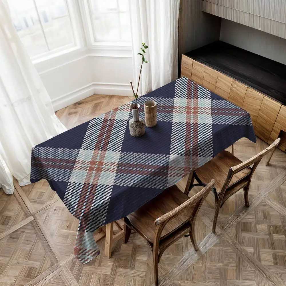 Tartan Print Portable Rectangle Tablecloth - Water-Resistant For Camping Picnics Gatherings H251211