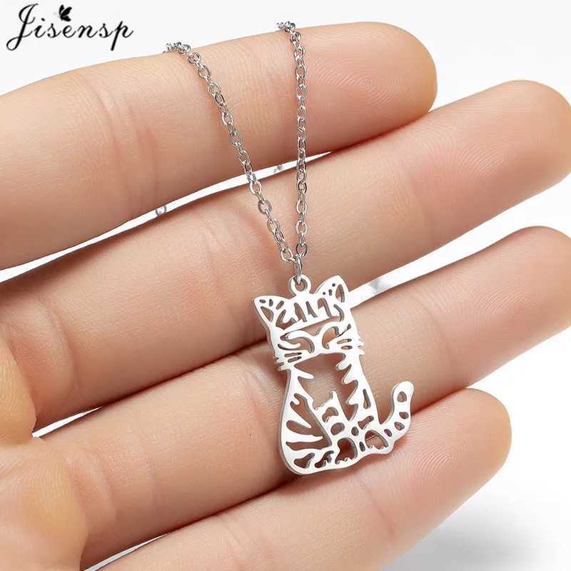 Multiple Cute Cat Charm Long Necklace Women Delicate Stainless Steel Kitty Jewelry Girls Birthday Necklaces Gifts Accessories M251211