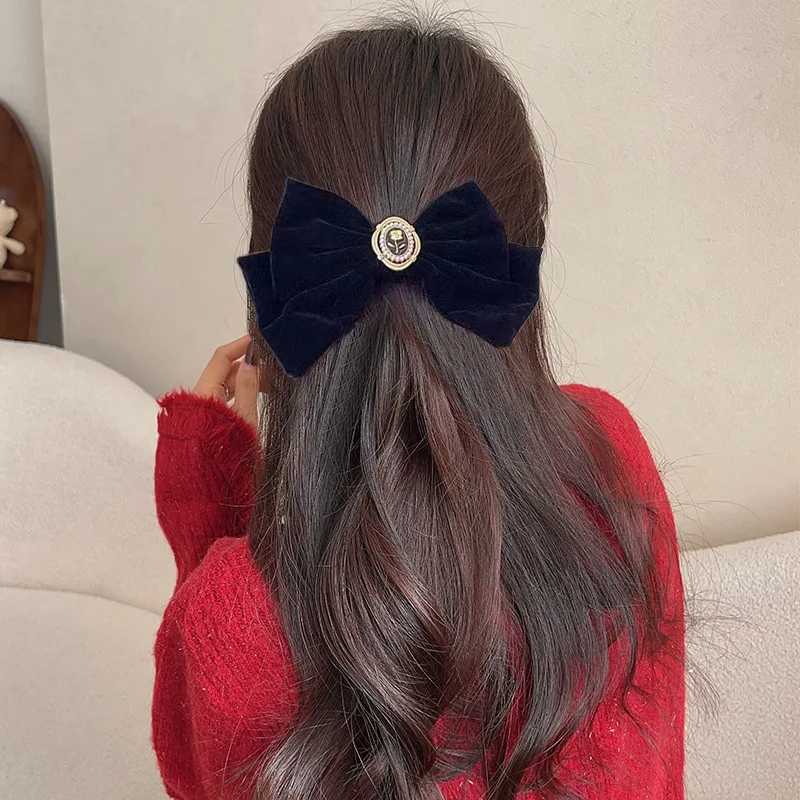 Rose Black Veet Bow Hair Clip for Wen Retro Elegant Ponytail Clip Fashion hairpin Hair Accory Y251210