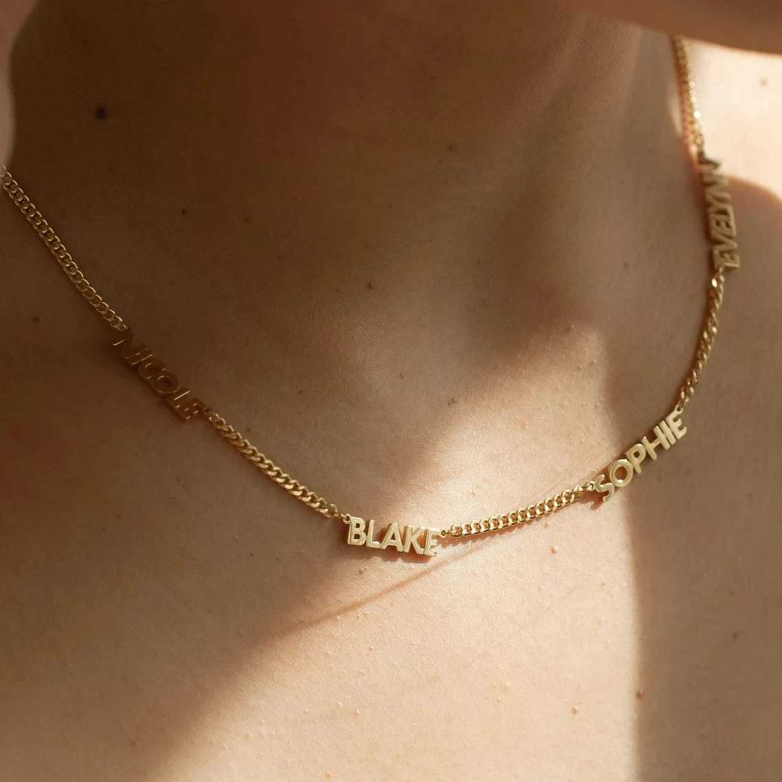 Custom Multiple Names 3mm Cuban Chain Necklace for Women Stainless Steel Personalized Family Members Name Birthday Jewelry Gift M251211