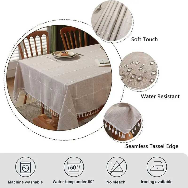 Rustic Tablecloth Rectangle/Round Cotton Linen Dustproof Burlap Table Cloths for Hotel Tea Restaurant Kitchen Dining Decorations H251211