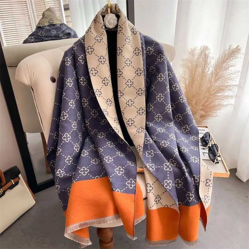 Thick Winter Poncho Women Scarf Luxury Floral Warm Shawl and Wrap Cashmere Like Pashmina Blacnket Design Stoles Bufanda Echarpe Y251211