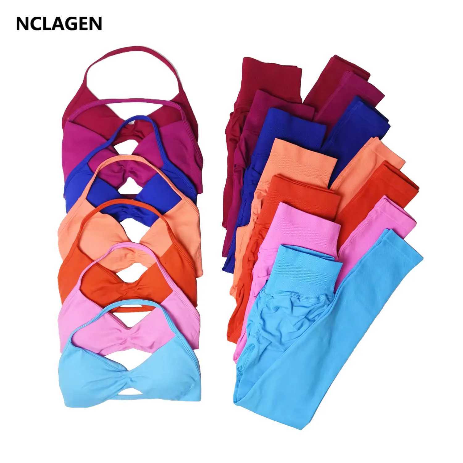 NCLAGEN Sports Sets Woman Gym Leggings And Strappy Bra Yoga Fitness Suit 2 Piece High Elastic Pilates Clothes Workout SportwearT251211
