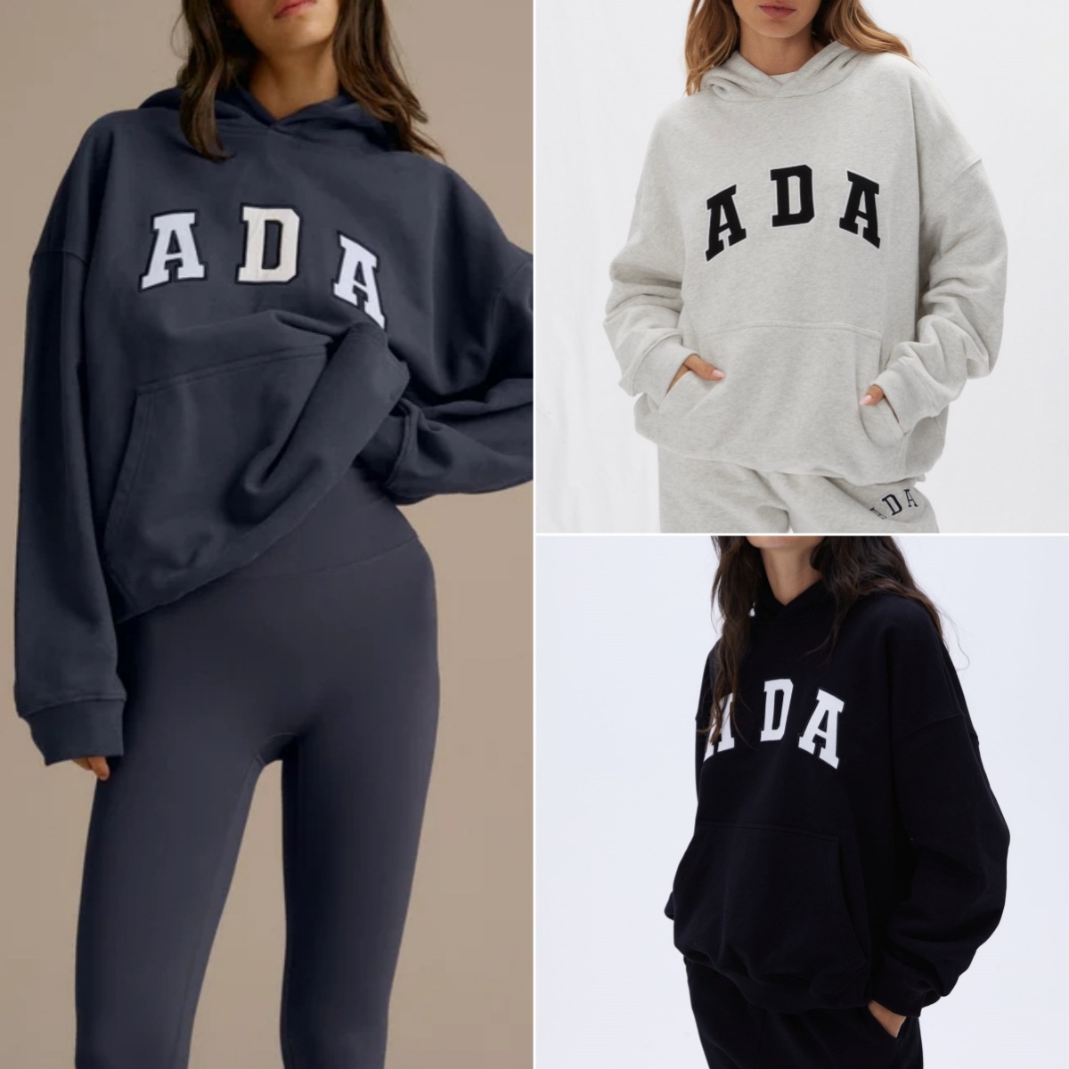 Women's Designer Casual Long Sleeve Adano Hoodies T-shirts Oversized Fashion Sweatshirts Cotton Loose Fiber Embroideried