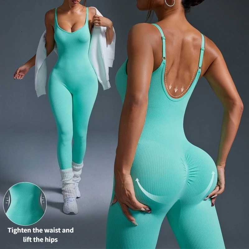 One-piece Seamless Sport Yoga Jumpsuit Sexy Back Bodycon Workout Clothes for Women Outfit Fitness suitT251211