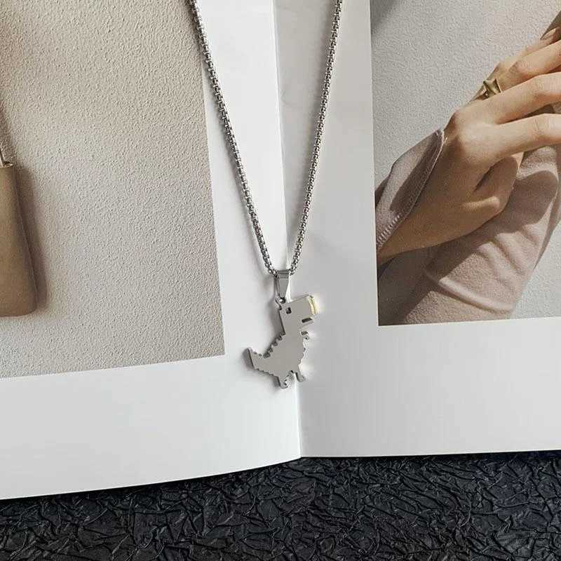 Creative Little Dinosaur Pendant Necklace for Mwn Women Cartoon Animal Necklace Punk Party Gothic Jewelry Gift wholesale M251211