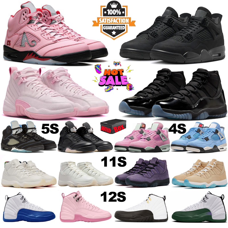 with box designer Basketball Shoes sneakers 4s Black Cat 2025 Cave Stone 11s Gamma Blue mojave 12s PEARL PINK Taxi 5s Arctic pink Racer Blue with time 36-47