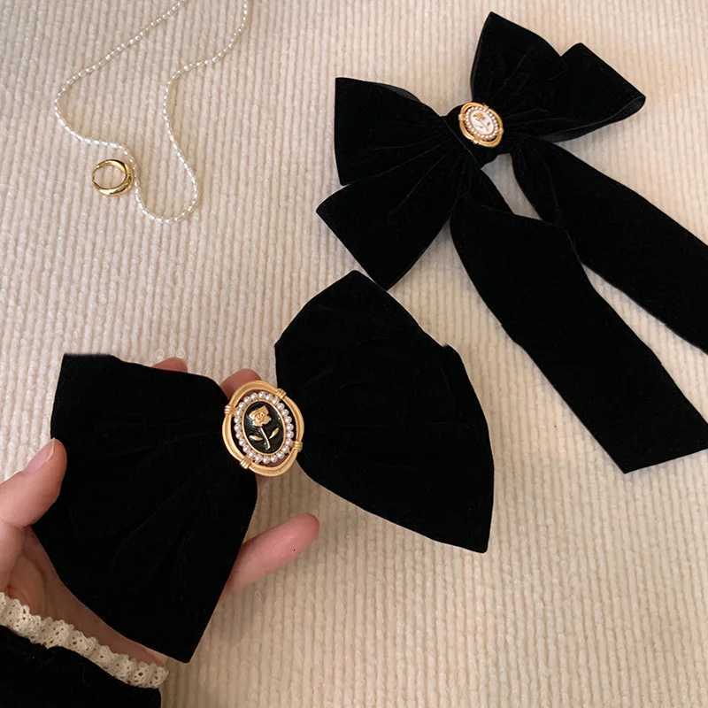 Black Veet Rose Bow Hair Clip for Wens Elegant Ponytail Clip Fashion Hair Accory Y251210