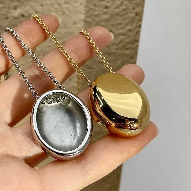 New Glossy Metal Oval Waterdrop Geometric Pendant Necklace for Women Punk Long Sweater Chain Luxury Charm Party Jewelry Gifts M251211
