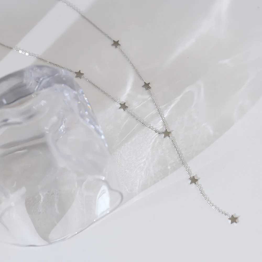 Stainless Steel Tassel Y-shaped Star Chain Necklace 18K PVD Plated Exquisite Jewelry Accessories Gift M251211