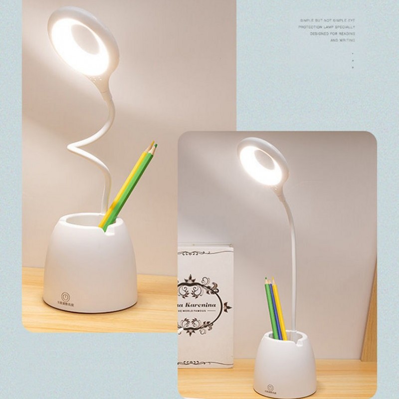 2-in-1 Pen Holder LED Desk Lamp, Touch Control Eye-Caring Ring Light with USB Charging & Multi-Color Temperature for Home Office12.10