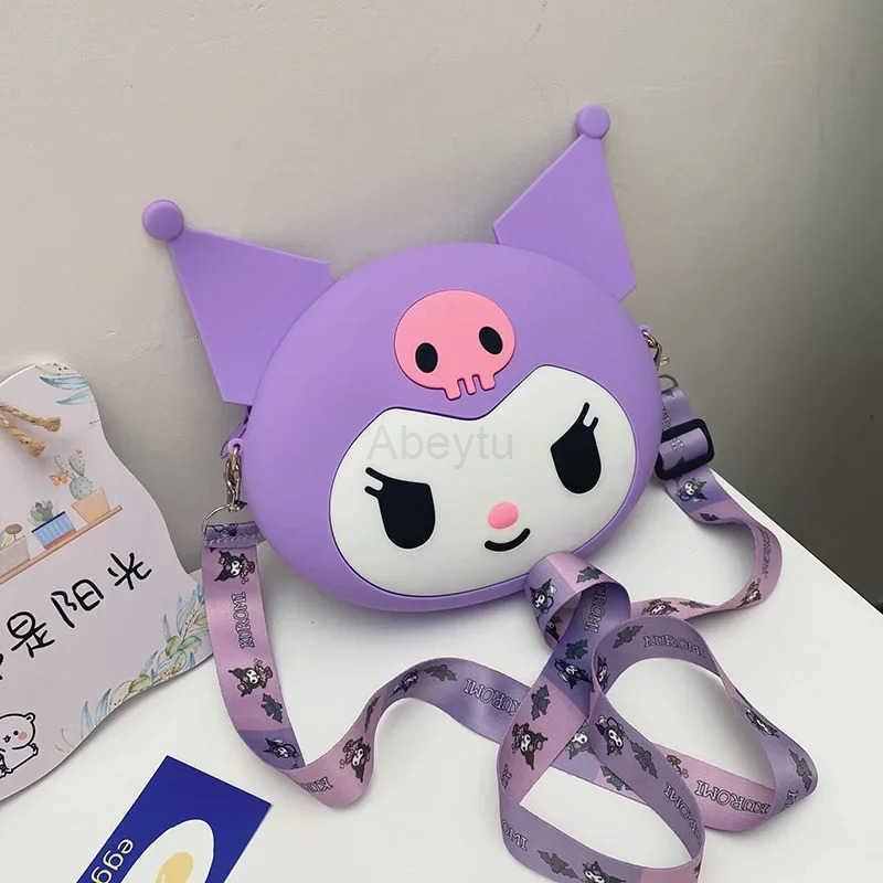 Sanrio MINISO Bag Kawaii Kuromi Silicone Shoulder Bag Waterproof Coin Purse Cartoon Doll Crossbody Bag for Kid Birthday H251211