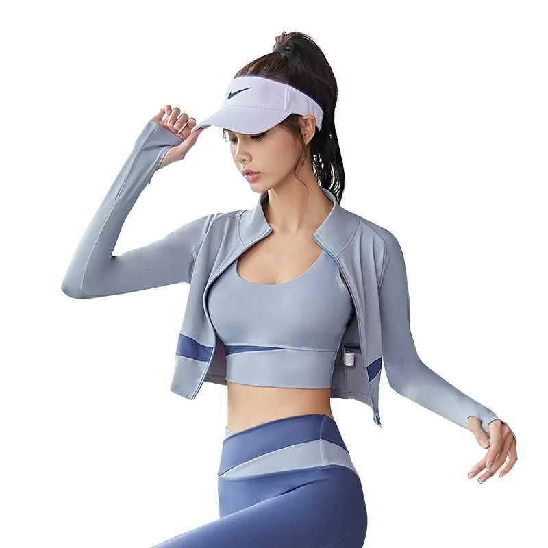 Women Yoga Patchwork 3 Piece Set Fitness Gym CoatsBraLeggings Workout Running Sportswear Clothing Tracksuit Ensemble FemmeT251211