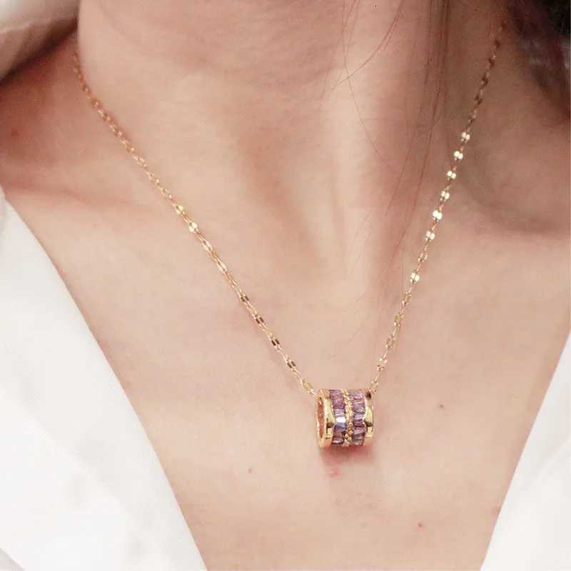 3 Colors Luxury Lucky Beads Pendant Stainless Steel Necklaces For Women Sparkly Zircon Crystal Sexy Female Neck Chain Jewelry M251211