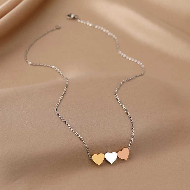 Stainless Steel Necklaces New Trend Sweetheart Gold Color Silver Color Metal Charms Pendants Chains Fashion Necklace For Women M251211