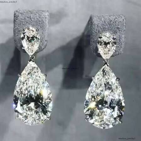 Grass Stone Simple Elegant Women's Crystal Teardrop VVS Moissanite Luxurious Bride Fashion Jewelry Wedding Earrings