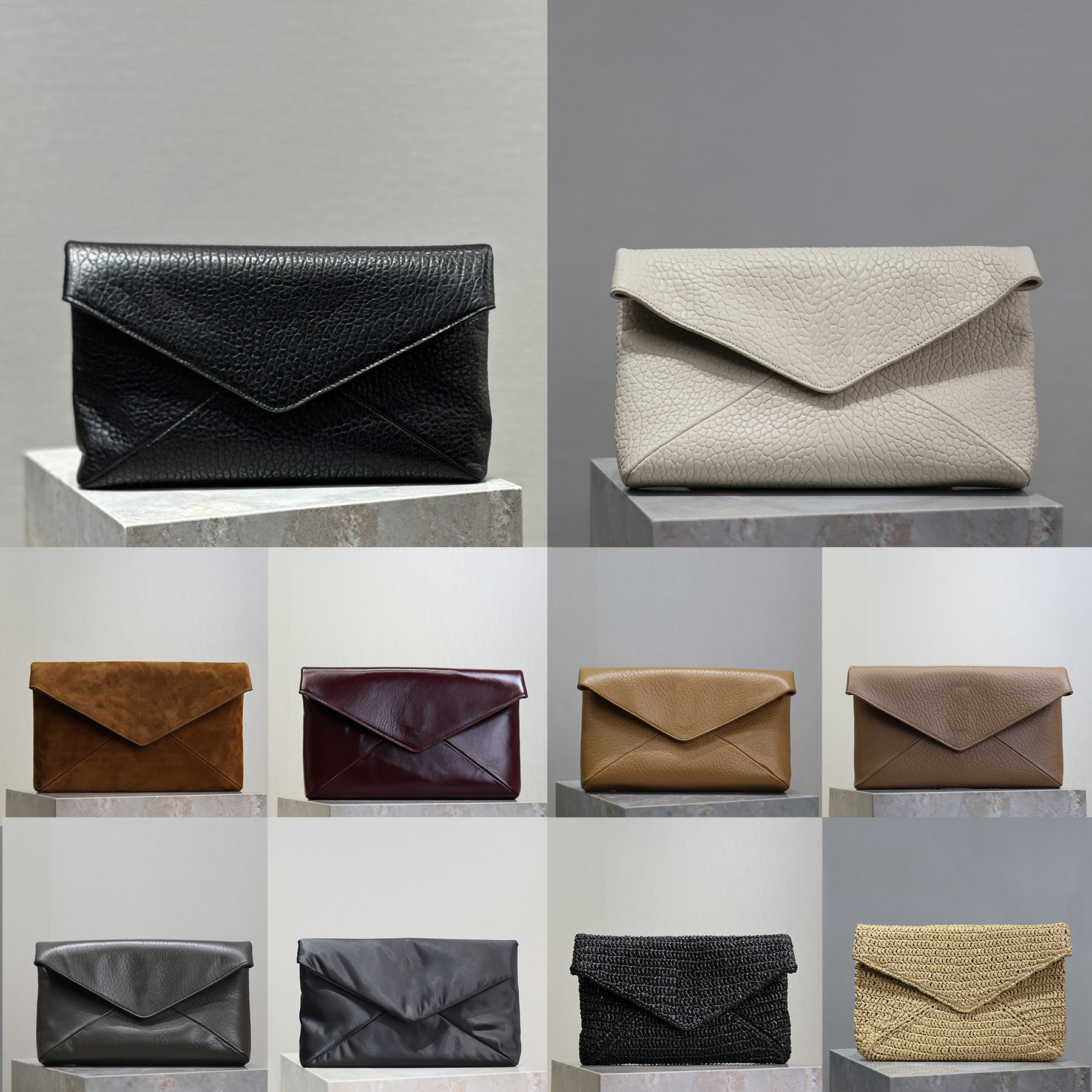 Top Quality 10A Large Envelope Pouch In Lambskin Luxury Designer Soft Genuine Leather Clutch Golden Hardware Tote Bag Magnetic Snap Closure Handbag Pu