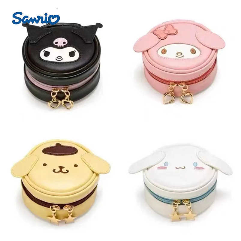 Sanrio Kawaii Cute Cinnamoroll Kuromi Melody Pompompurin Hello Kitty Round Mini Storage Jewelry Box Earphone Coin Purse Gift H251211