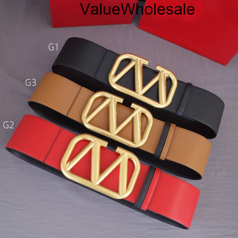 Women Belt Brand Fashion ceinture designer belts Letter Metal Buckle V Waistband For Jeans Dress 7cm Wide Belt Red Brown g valentio Valentinolies Valentinobelt E3I5
