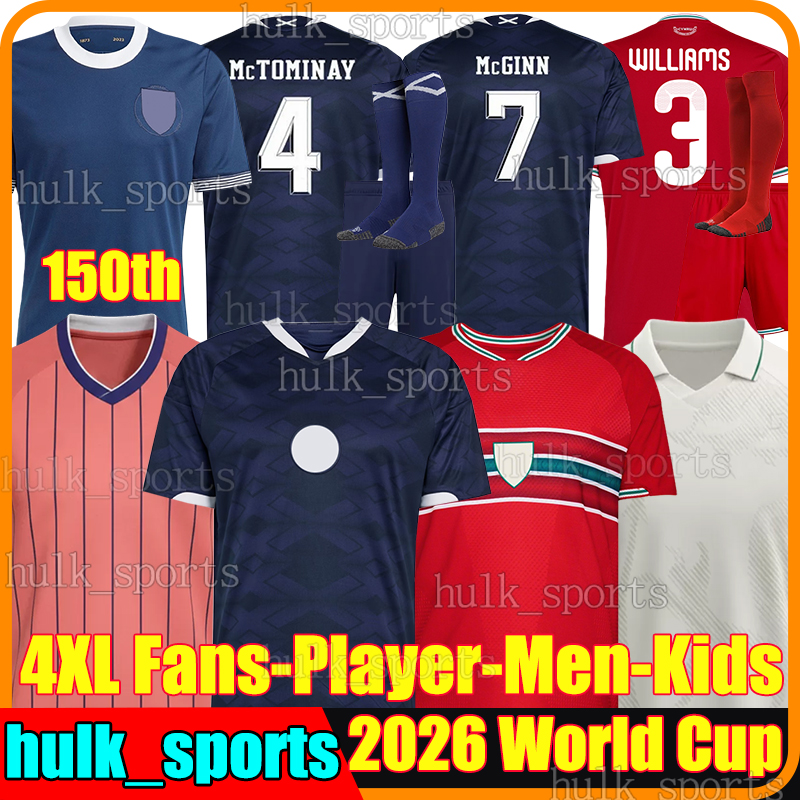 4XL Scotland 2026 Wales soccer jerseys World Cup McTOMINAY ADAMS McGINN McLEAN CHRISTIE DYKES WILLIAMS WILSON JOHNSON MOORE men kids kits socks sets football shirts