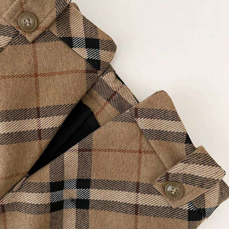 Women's Autumn Winter Fashion 2026 Vintage Plaid Short Lady Streetwear High Waist Wool&Blend Mini Skirt