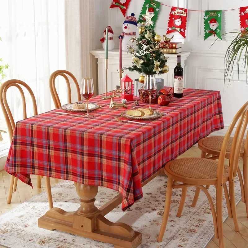 Christmas Decorative Table cloth Red green checkered coffee table tablecloth PolyesterCotton Red Green Table cover for HomeParty H251211