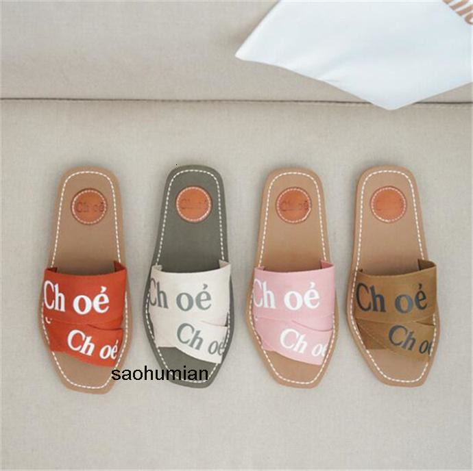 Designer Slippers Woody Mules Slippers Canvas Cross Woven Sandals Classic Women Sandal Summer Outdoor Peep Toe chloeslides chloeshoes chloely chloesandal C9SZ