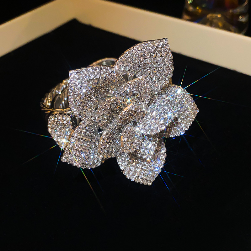 Adjustable Inlaid Diamond Three-Dimensional Flower Exquisite Fashion Bracelet Cross-Border New Product Light Luxury High-End Sense Elegant Jewelry - view 7