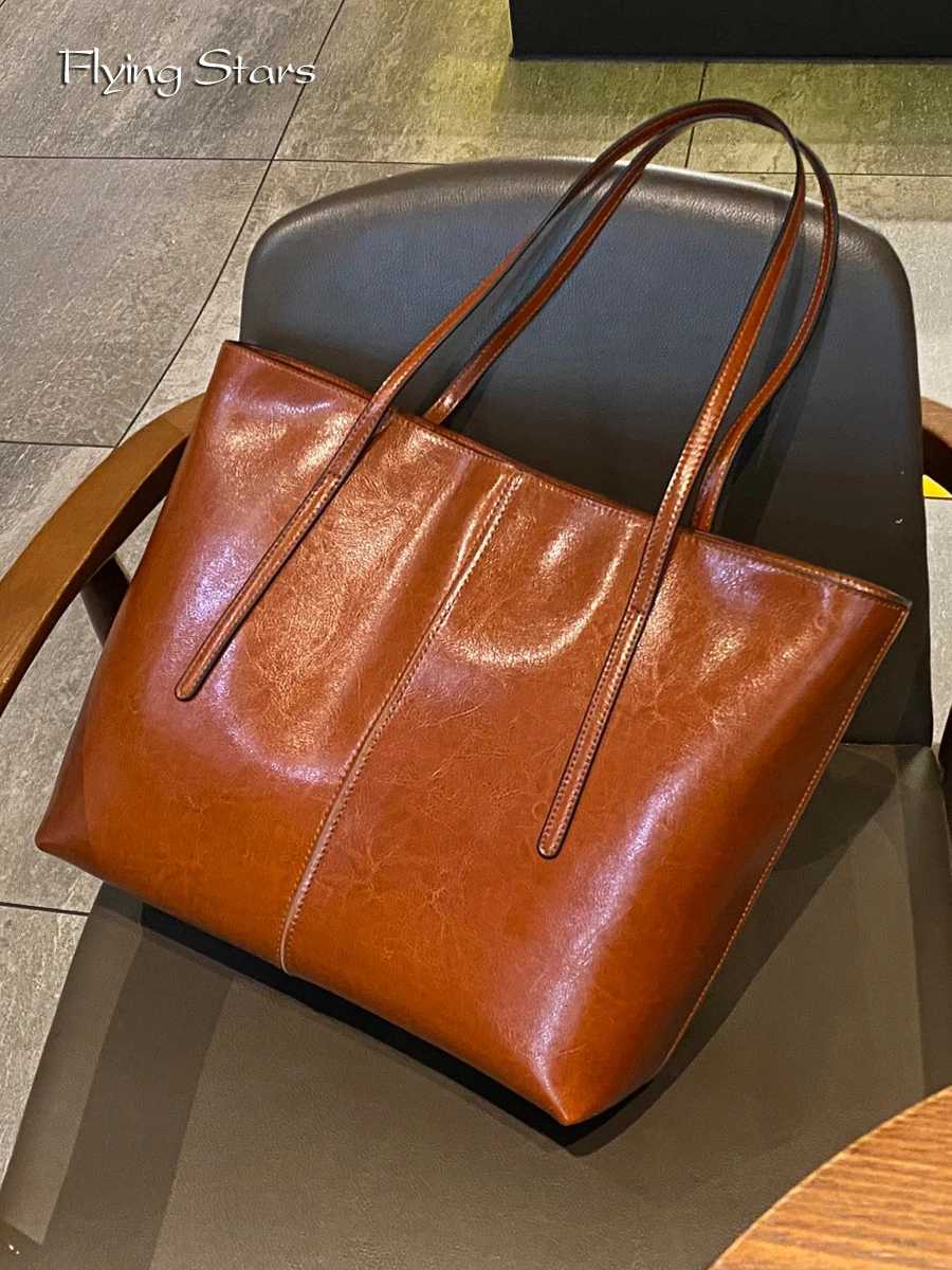 Luxury Wen Leather Tote Bag Top Layer Cowhide Large Capacity Fiable Handbag Brand Designer Shoder Bag 2025 New Handbag Y251211