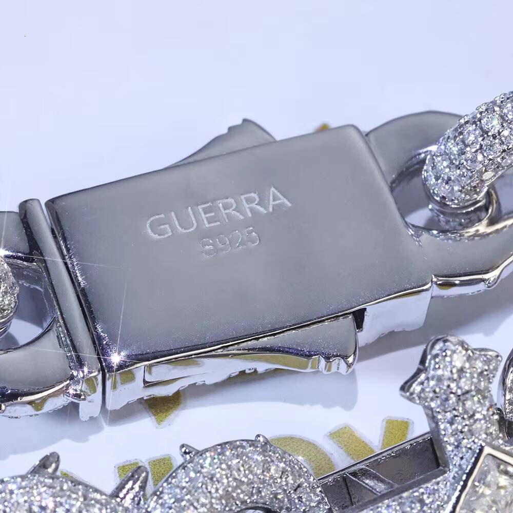 Nuoya Hip Hop 925 Silver VVS Moissanite Diamond Chain 16mm Thorns Cross Infinite Symbol Link Chain Necklace Womens Fine Jewelry