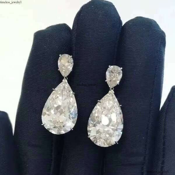 Grass Stone Simple Elegant Women's Crystal Teardrop VVS Moissanite Luxurious Bride Fashion Jewelry Wedding Earrings