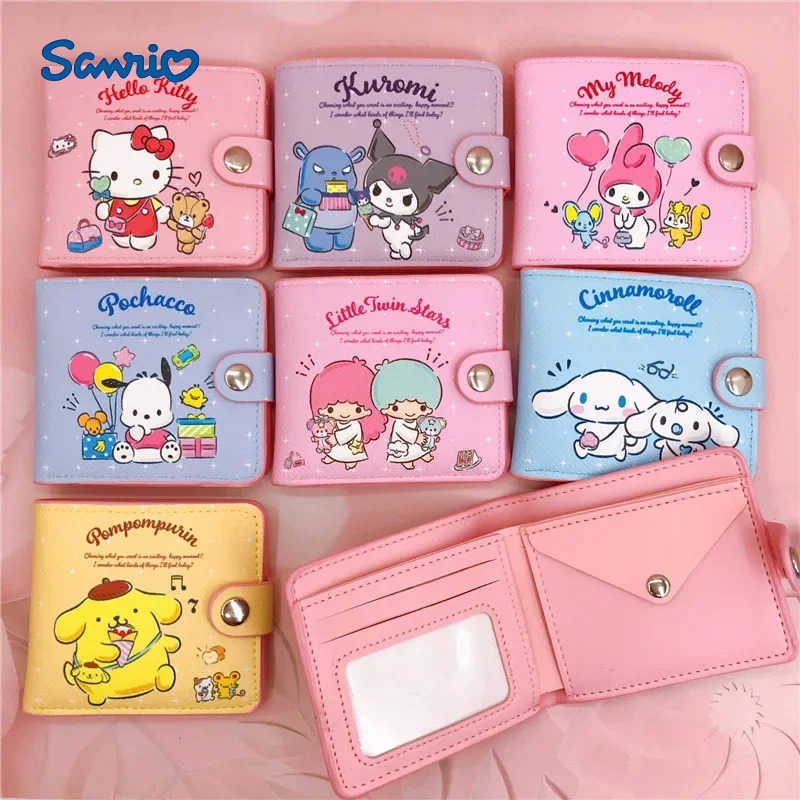 Sanrio Hello Kitty Cinnamoroll My Melody Kuromi New Pu Casual Money Bag Coin Purse Card package Wallet With Buttons H251211