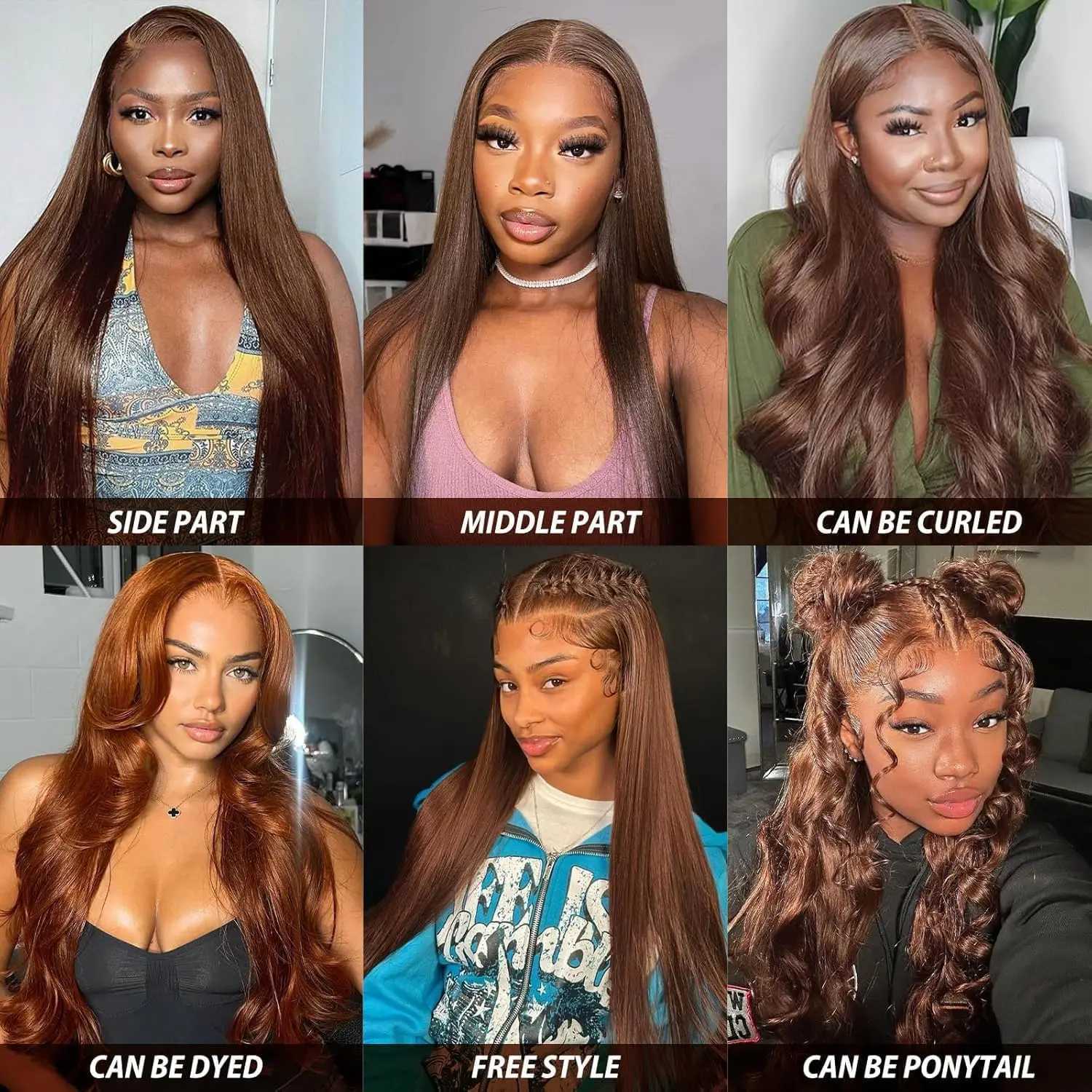 40 Inch Straight Chocolate Brown 13x6 Human Hair Wigs Hd Lace Front Wigs Pre Plucked 100 Real Human hair Wig For Black Women M251211