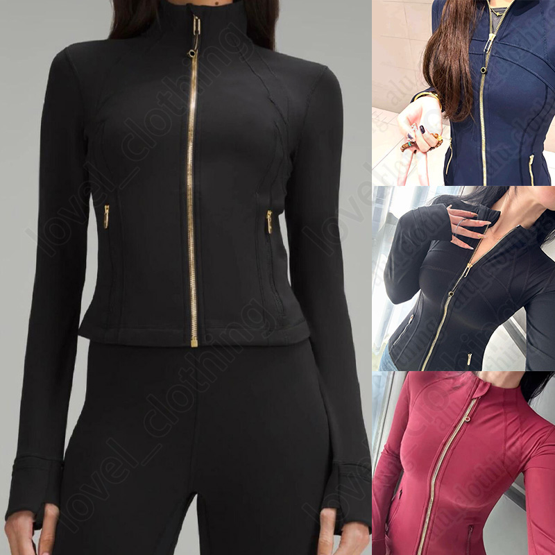 25 top Yoga luluity lemonive Jacket Women Defe Workout Sport Coat Fitness Sports Quick Dry Activewear Top Solid Zip Up Sweatshirt Sportwear jump girl close